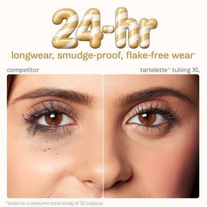 tarte tartelette XL tubing mascara – Lash Extensions in a Tube with Peptide, Extra-Bold Buildable Length & Volume, Smudge-Proof Longwear, Easy-to-Remove, Vegan & Cruelty-Free, full size, black tarte