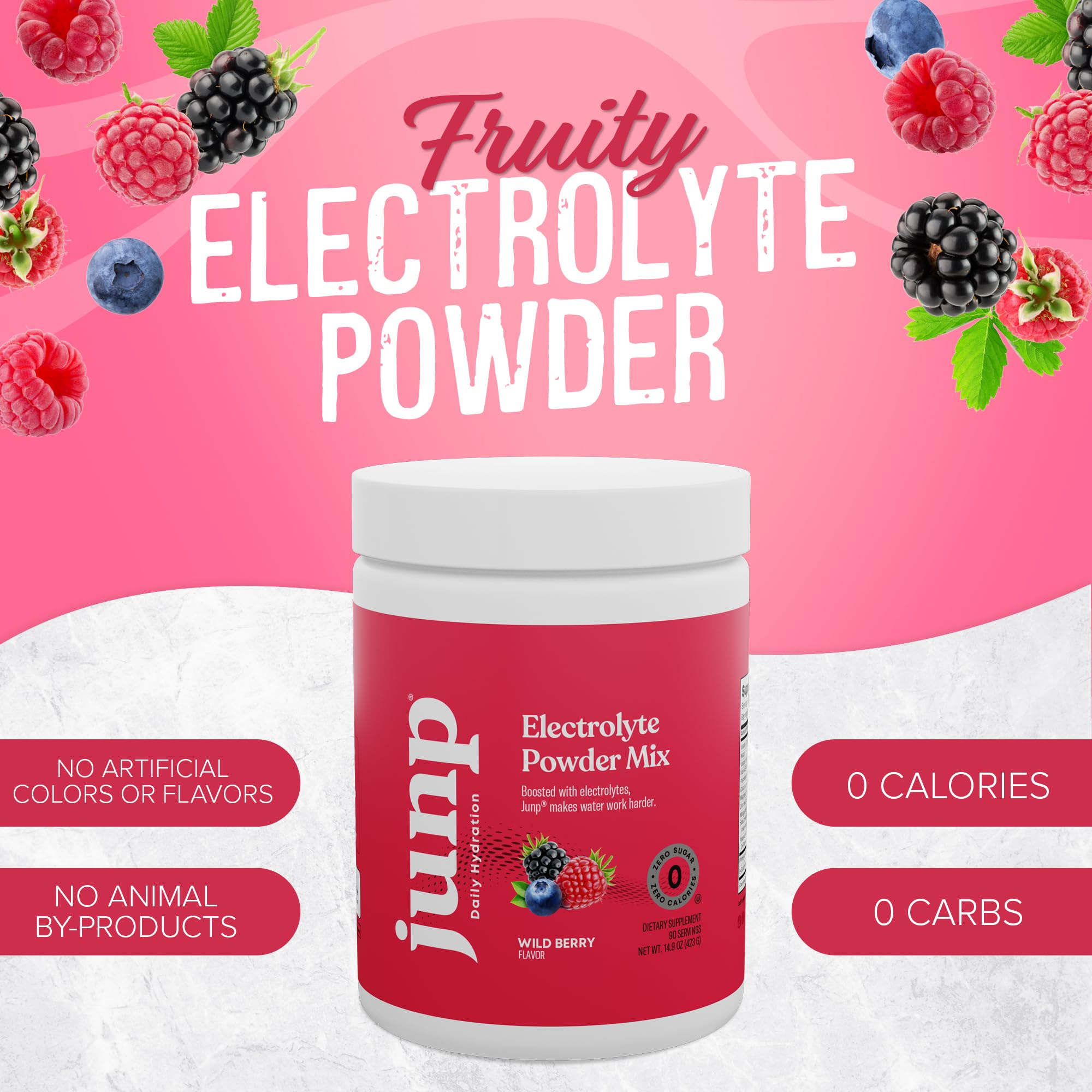 JUNP Electrolytes Powder No Sugar No Carbs, Wild Berry Fruit Flavor Keto Electrolyte Drink Mix - Potassium & Salt Hydration Powder Electrolytes, Zero Calorie Sugar Free Electrolyte Powder, 90 Servings JUNP buy australia supplements