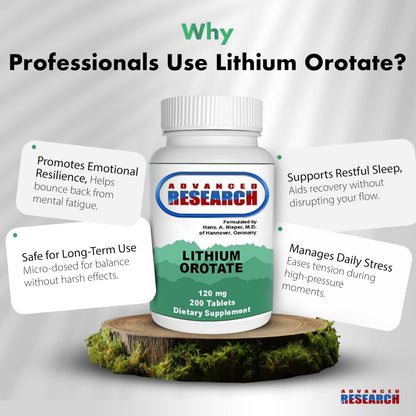 NCI Advanced Research Dr. Hans Nieper Lithium Orotate 5mg, 200 Count, Lab Tested, Non-GMO, Gluten Free, Vegan Friendly NCI Advanced Research