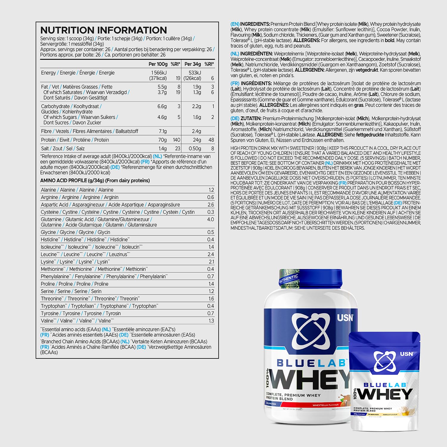 USN Blue Lab Whey Protein Powder: Wheytella - Whey Protein 908g - Post-Workout USN buy australia supplements