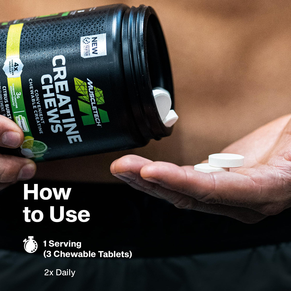 MuscleTech | Creatine Chews | Creapure Monohydrate Supplement for Muscle Recovery, Muscle Builder & Energy Boost | Pre Workout Supplement for Men & Women MuscleTech