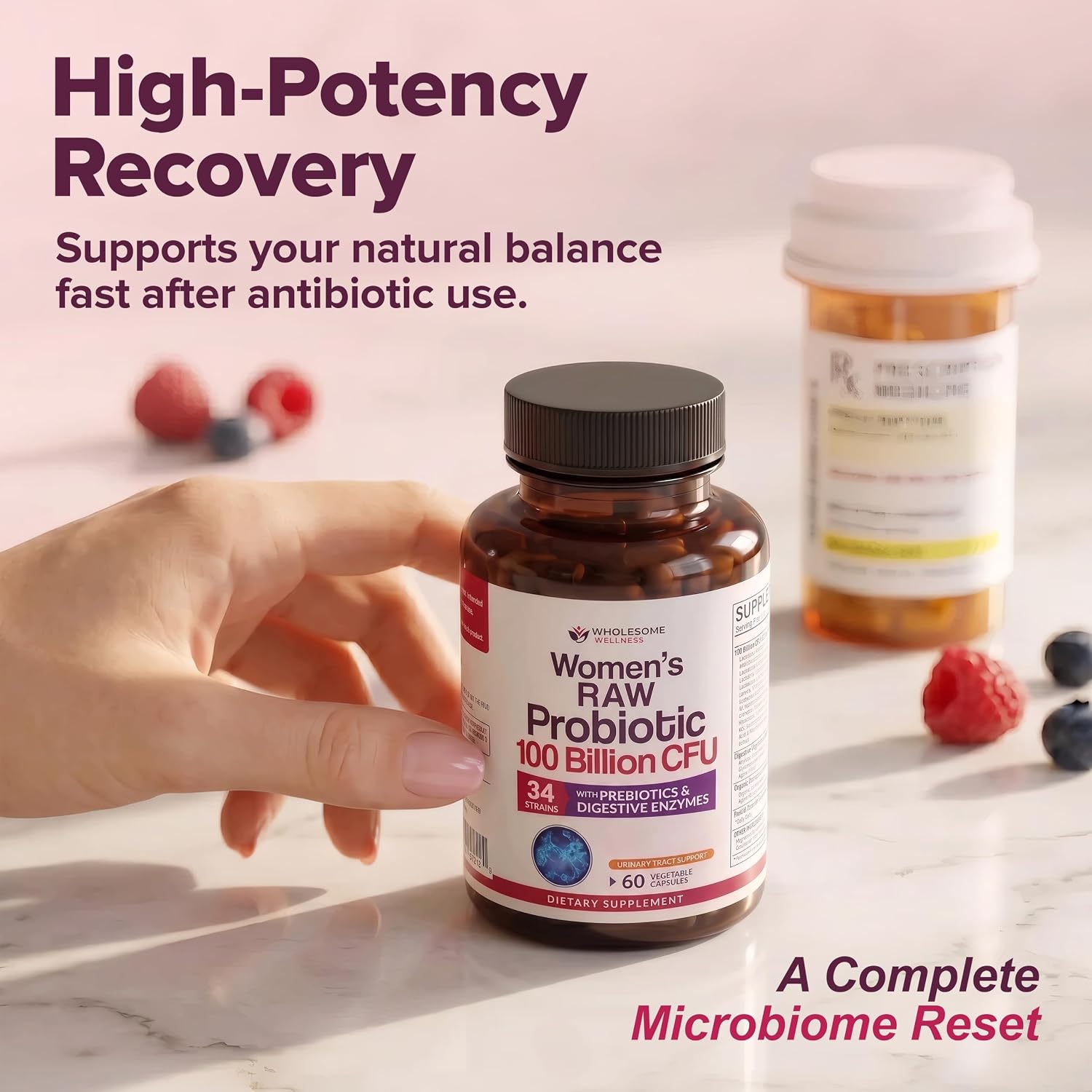 Wholesome Wellness Dr. Formulated Raw Probiotics for Women 100 Billion CFUs Capsules with Prebiotics, Digestive Enzymes, Approved for Adults, Shelf Stable Supplement Gsupps Australia