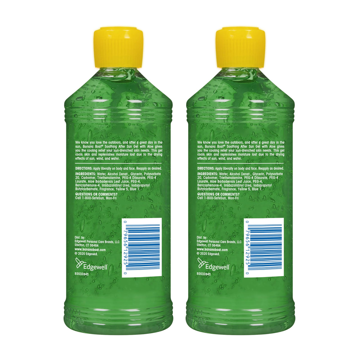 Banana Boat Soothing After Sun Gel with Aloe Twin Pack | Aloe Vera Gel, Sunburn Relief, After Sun Care, 16 fl oz each Banana Boat