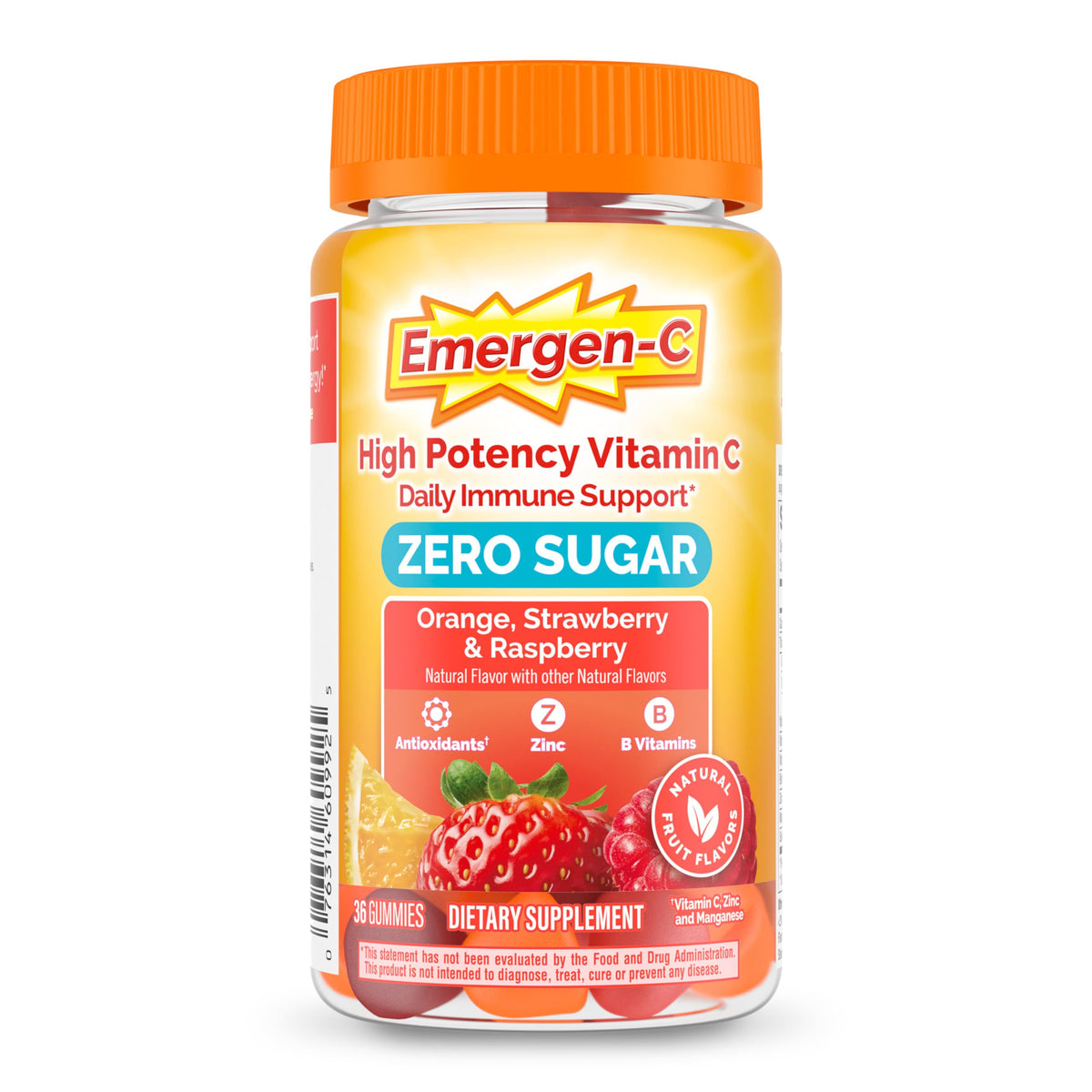 Emergen-C Zero Sugar Immune Support Adult Gummies 36 Count Emergen-C