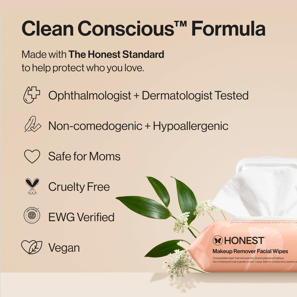 Honest Beauty Cleansing Makeup Remover Facial Wipes, Fragrance-Free, 90ct Honest Beauty