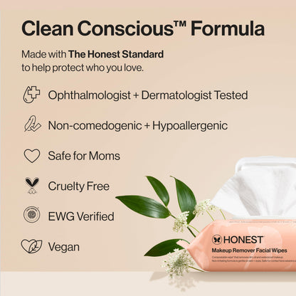 Honest Beauty Cleansing Makeup Remover Facial Wipes, Fragrance-Free, 90ct Honest Beauty