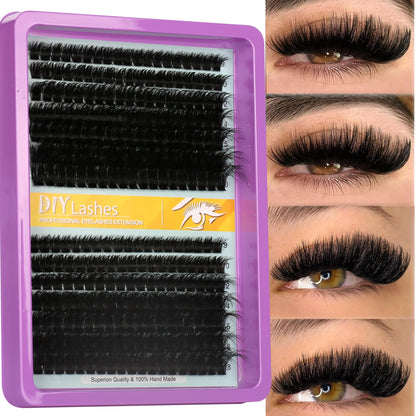C Curl Lash Clusters Extensions 280 Pcs Individual Eye lash Clusters 100D Cluster Eyelash Lashes Wispy Clusters Lashes Makeup at Home - DIY Lash Extension Kit for Self Application (9-18MM) Mix Himirell