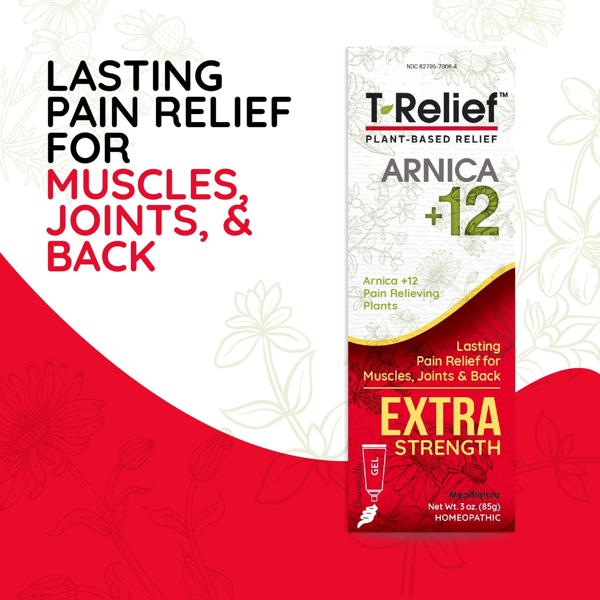 MediNatura T-Relief Extra Strength Gel Arnica +12 Natural Relieving Actives for Back Pain Joint Soreness Muscle Aches & Stiffness Whole Body Fast Acting Relief for Women & Men - 3 oz MediNatura buy australia supplements