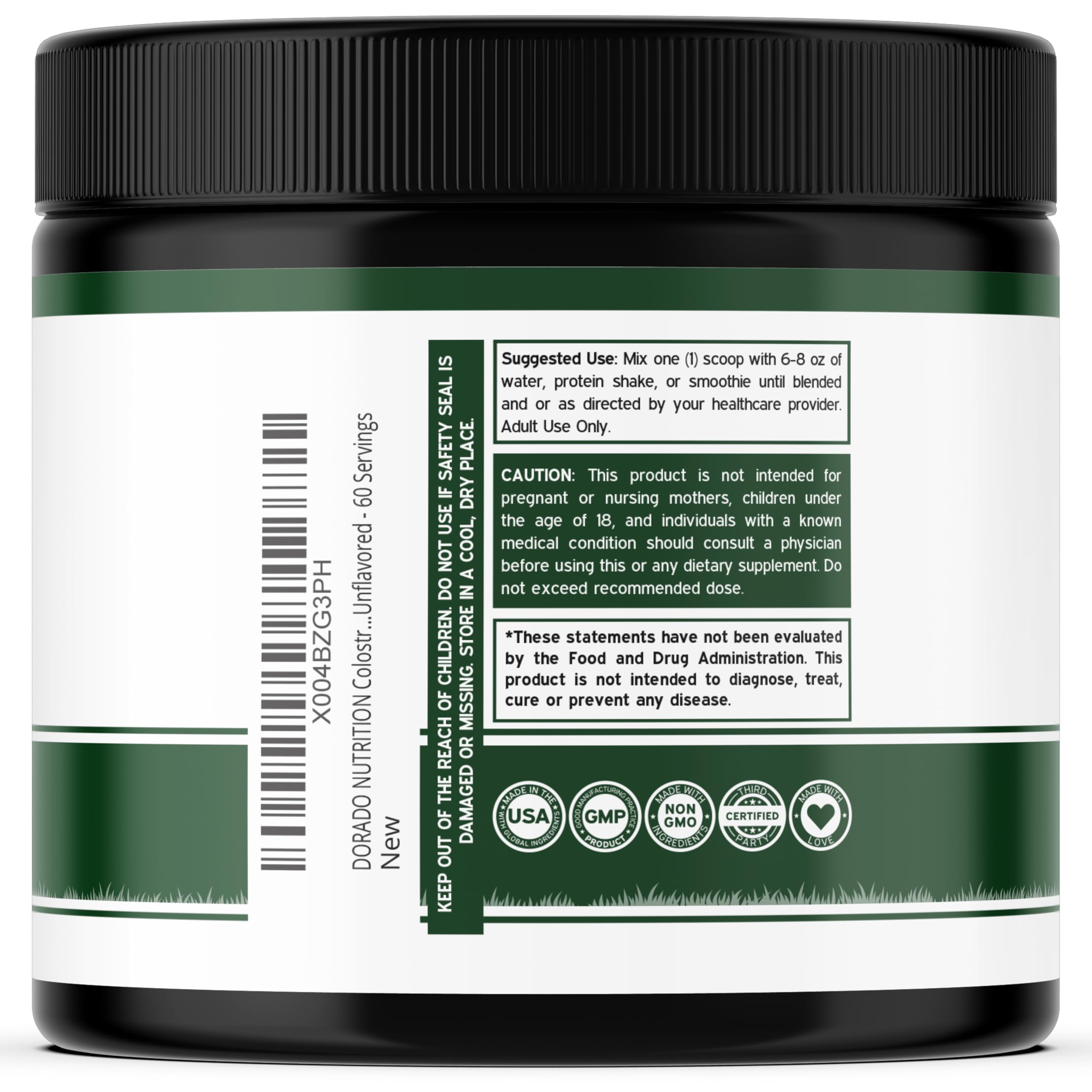 Colostrum Supplement Powder 90g (60 Servings of 1.5g Pure Bovine Colostrum Std. to Contain 20% IgG Immunoglobulins) Grass Fed Powder - No Fillers, Third Party Tested, Unflavored & Non-GMO DORADO NUTRITION buy australia supplements