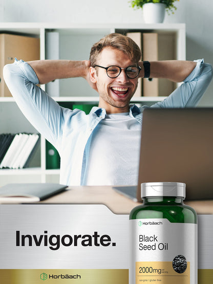 Horbaach Black Seed Oil Cold Pressed Softgel Capsules | 2000mg | 120 Count | Supplement with Omega 6 and 9 | Nigella Sativa Horbäach