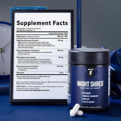 InnoSupps Night Shred Fat and Natural Sleep Support | Ashwaganda, 5-HTP, CLA, Melatonin | Appetite Suppressant InnoSupps