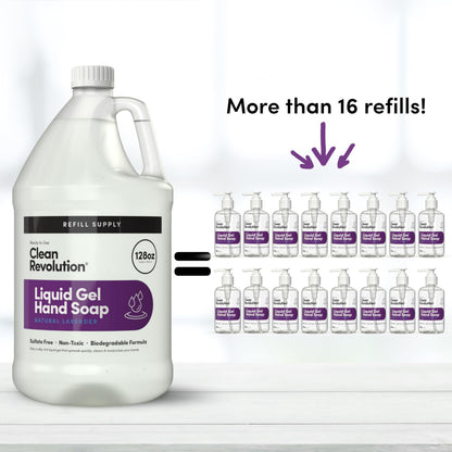 Clean Revolution Liquid Gel Hand Soap Refill with Real Essential Oils – Sulfate-Free Gel Hand Wash, Moisturizing Bulk Refill, Non-Toxic Formula, Made in the USA (Natural Lavender) 128 Fl Oz Clean Revolution