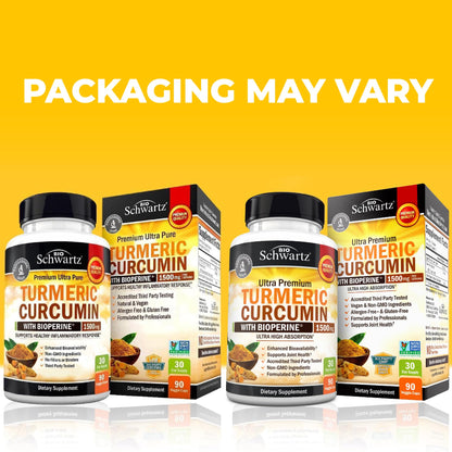 Turmeric Curcumin with Black Pepper Extract 1500mg - High Absorption Ultra Potent Turmeric Supplement with 95% Curcuminoids and BioPerine BioSchwartz