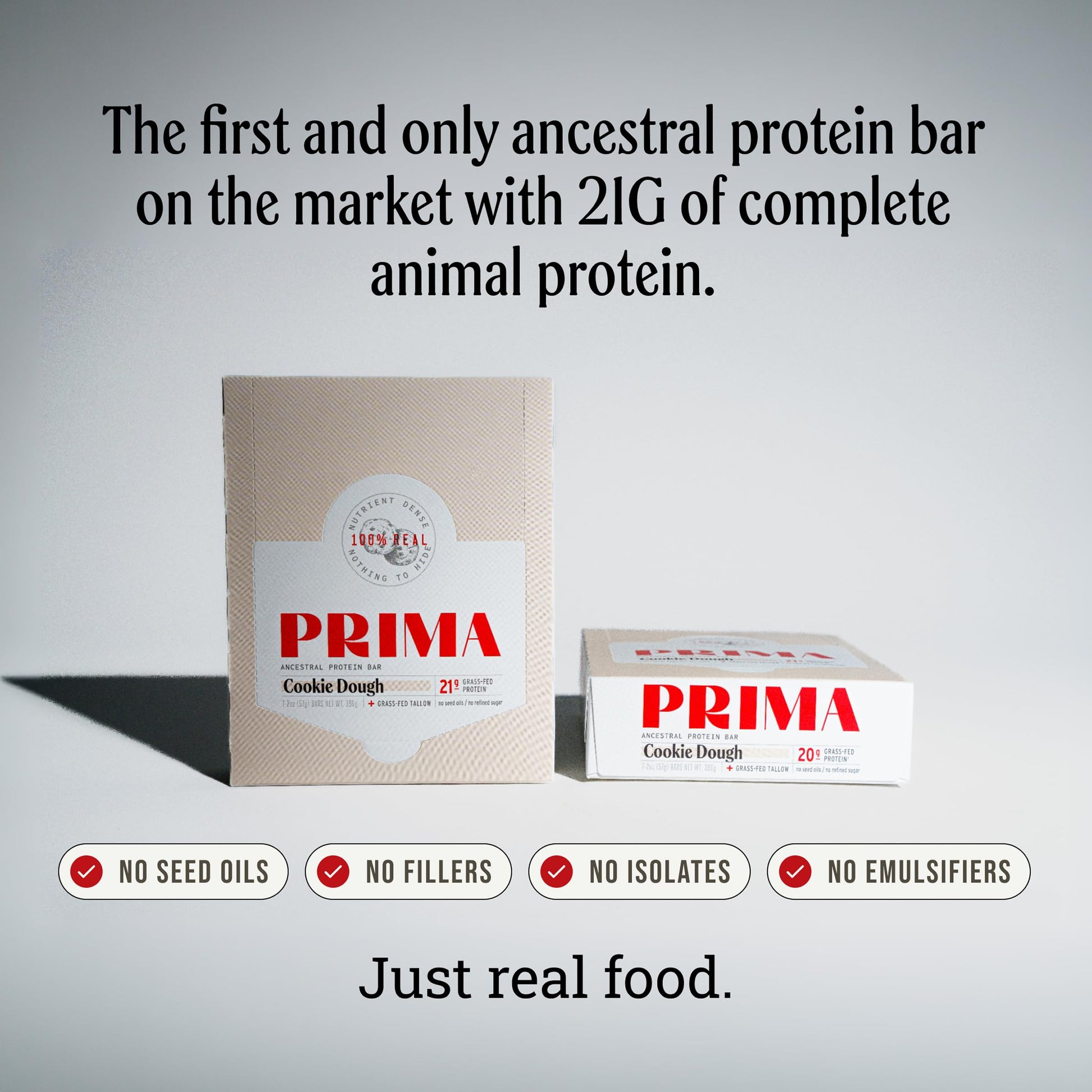 PRIMA Cookie Dough Protein Bar | 21g Grass Fed Whey and Collagen | No Seed Oils, No Preservatives, Raw Honey Sweetened | 7 Pack PRIMA ANCESTRAL PROTEIN BAR buy australia supplements