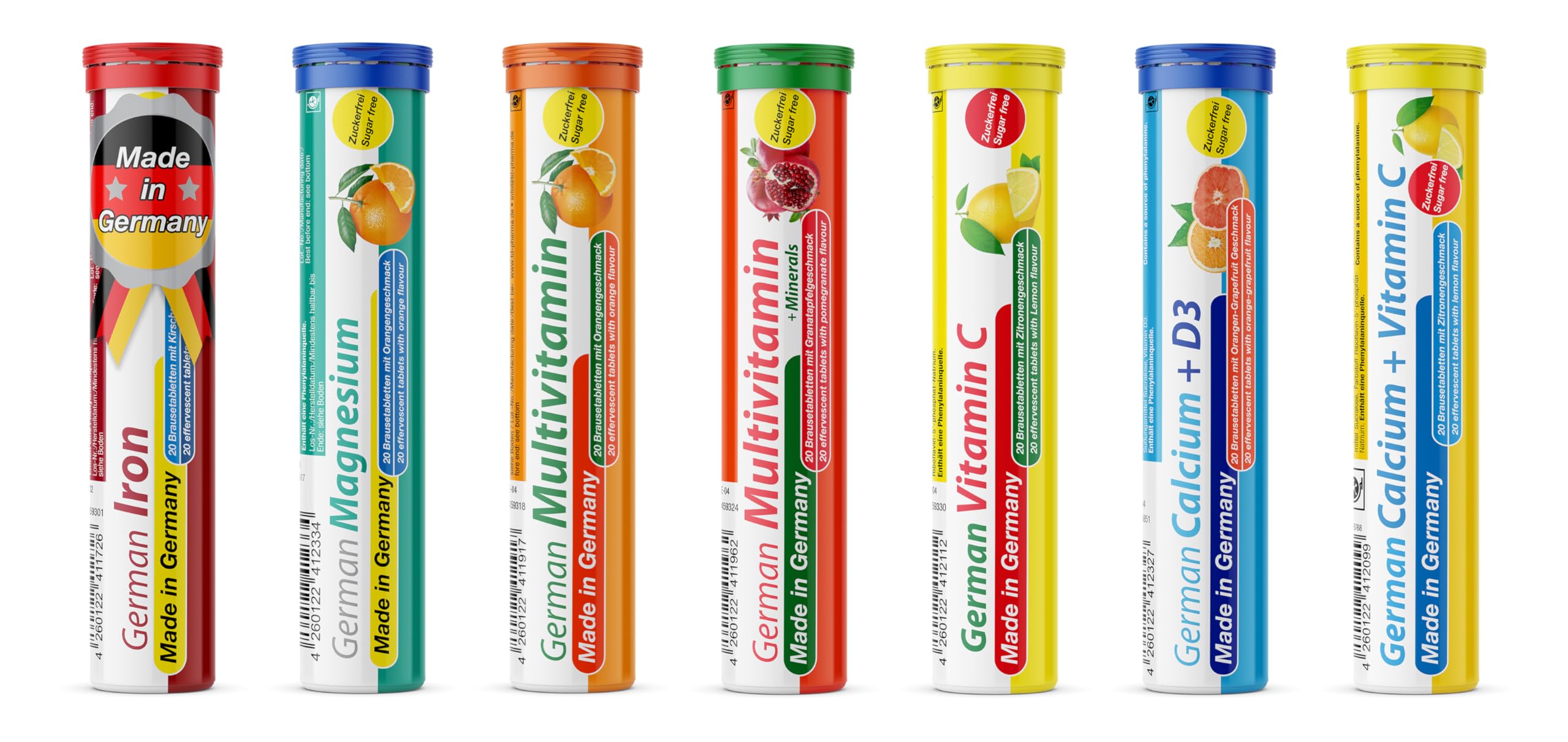 T&D German Vitamin, Minerals - 140 Vegan/Vegetarian Drink Effervescent Tablets - Mixed Fruit Flavor Box - Made in Germany T&D buy australia supplements