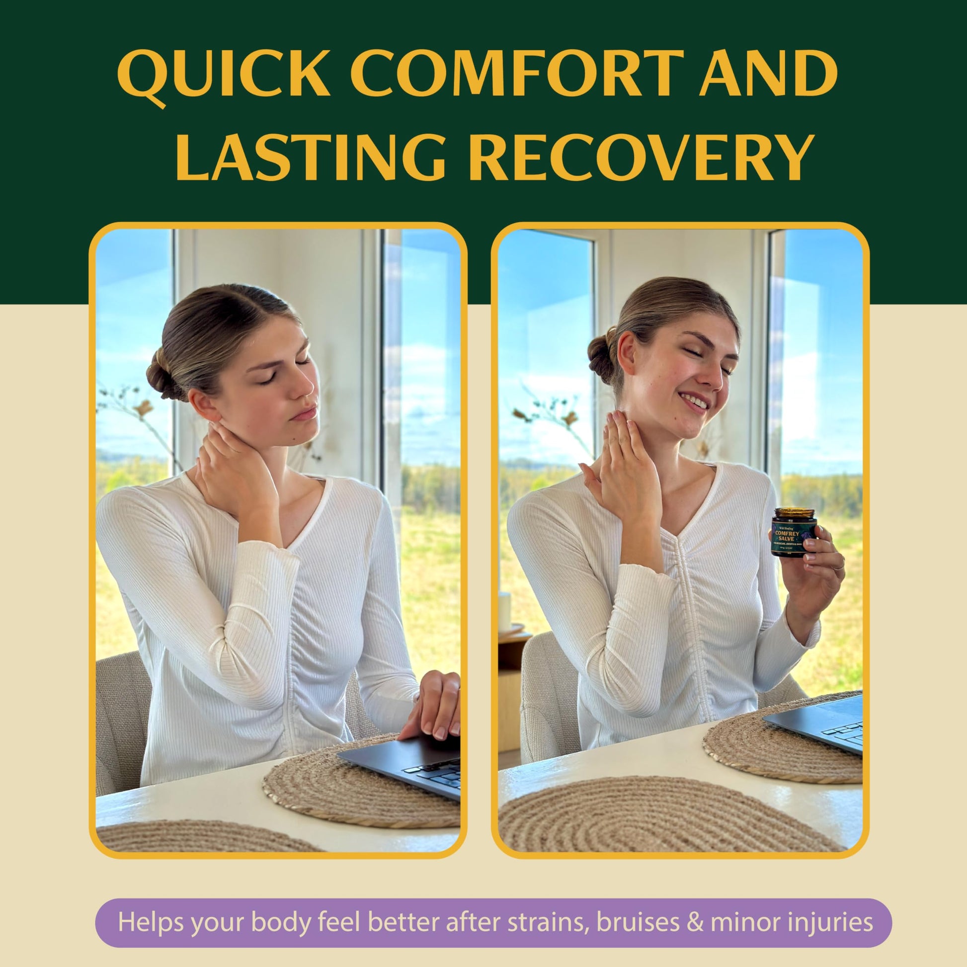 Wild Healing Comfrey Salve – Concentrated Herbal Balm with Arnica, Magnesium & MSM – Soothing Botanical Cream for Joints, Muscles & Dry Skin – 4.23 oz Wild Healing buy australia supplements
