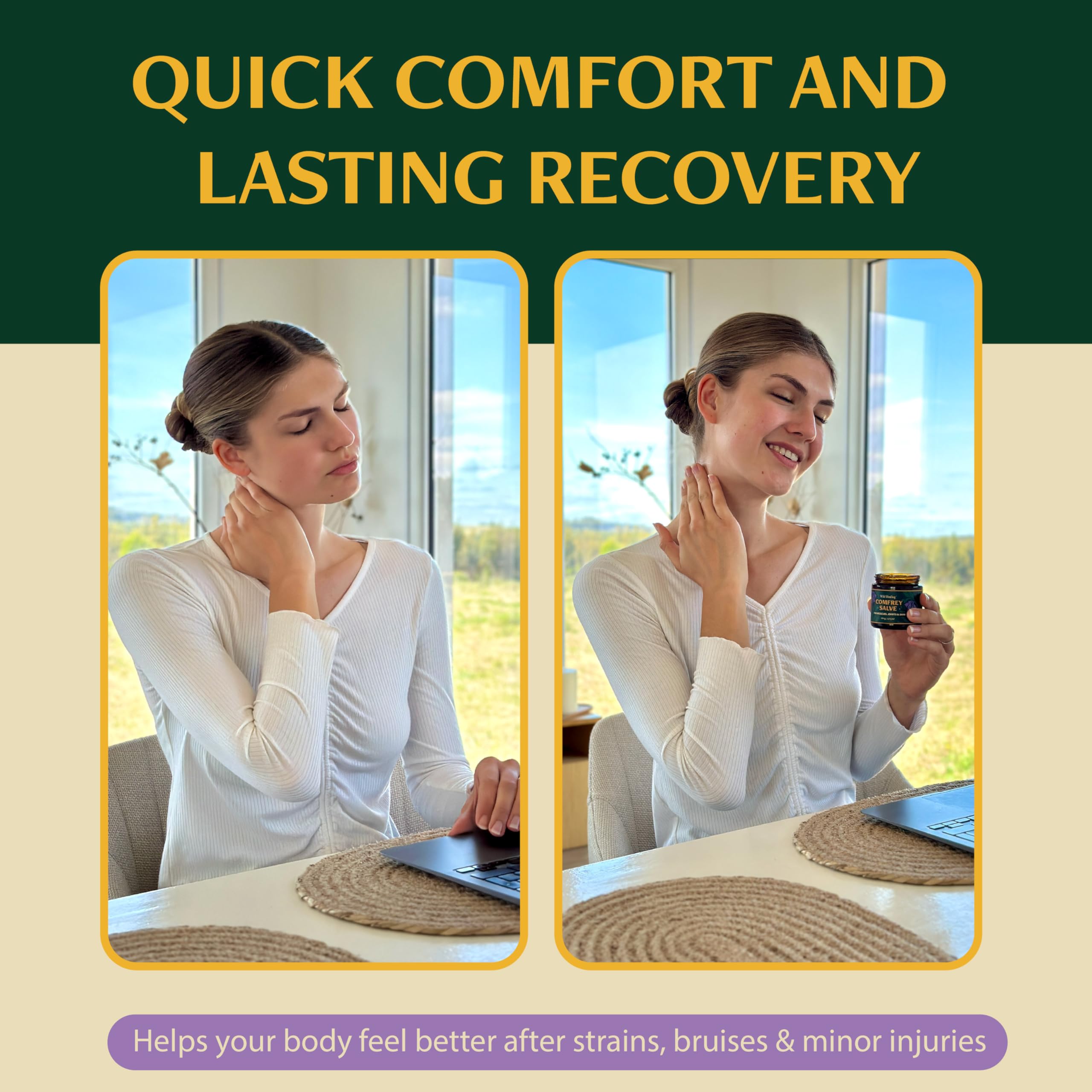 Wild Healing Comfrey Salve – Concentrated Herbal Balm with Arnica, Magnesium & MSM – Soothing Botanical Cream for Joints, Muscles & Dry Skin – 4.23 oz Wild Healing buy australia supplements