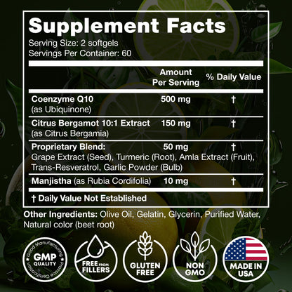 JOYLI Nutrition 2 Pack CoQ10 500mg - High Absorption Coenzyme Q10 Supplement - Co Q 10 for Energy & Vitality - Alternative to CoQ10 400mg & 300mg - 240 Softgels JOYLI NutritionBuy Supplements Australia