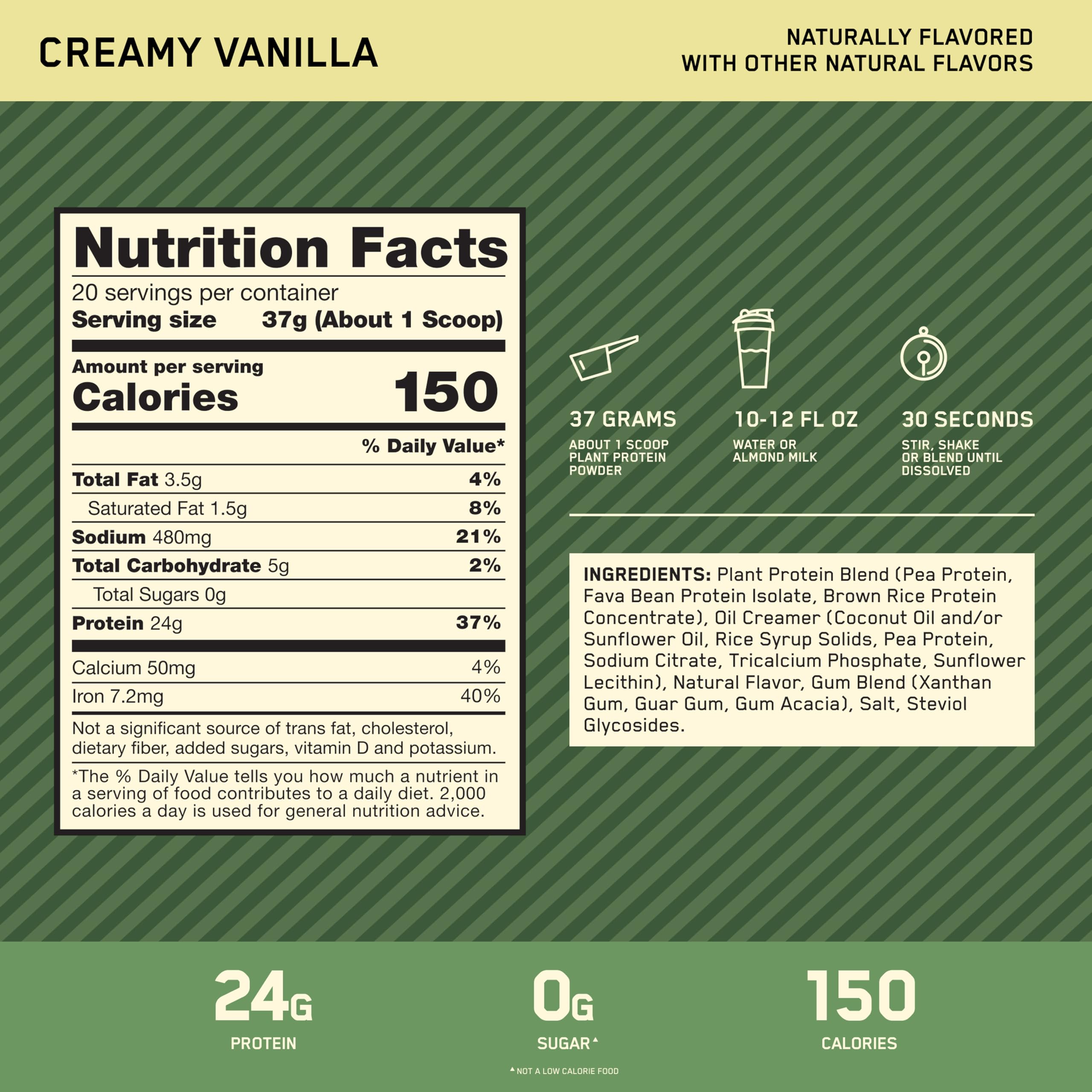 Optimum Nutrition Gold Standard 100% Plant Based Protein Powder, Gluten Free, Vegan Protein for Muscle Support and Recovery with Amino Acids - Creamy Vanilla, 20 Servings (Packaging May Vary) Optimum Nutrition buy australia supplements