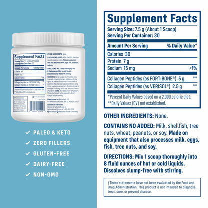 NativePath Bone Health Collagen Peptides, Type 1 & 3, with Fortibone and Verisol, 7.9 Ounce, 30 Servings NativePath