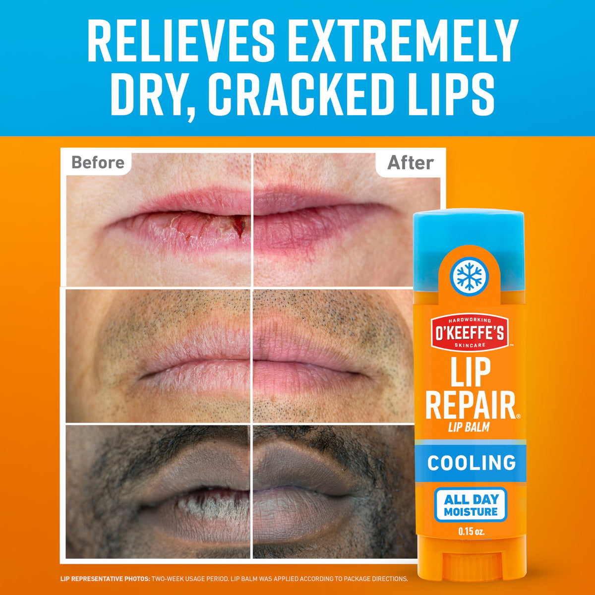 O'Keeffe's Lip Repair Balm, Cooling Relief for Cracked Lips, 2-Pack O'Keeffe's
