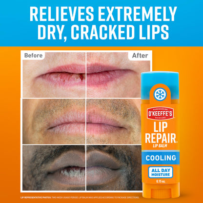 O'Keeffe's Lip Repair Balm, Cooling Relief for Cracked Lips, 2-Pack O'Keeffe's