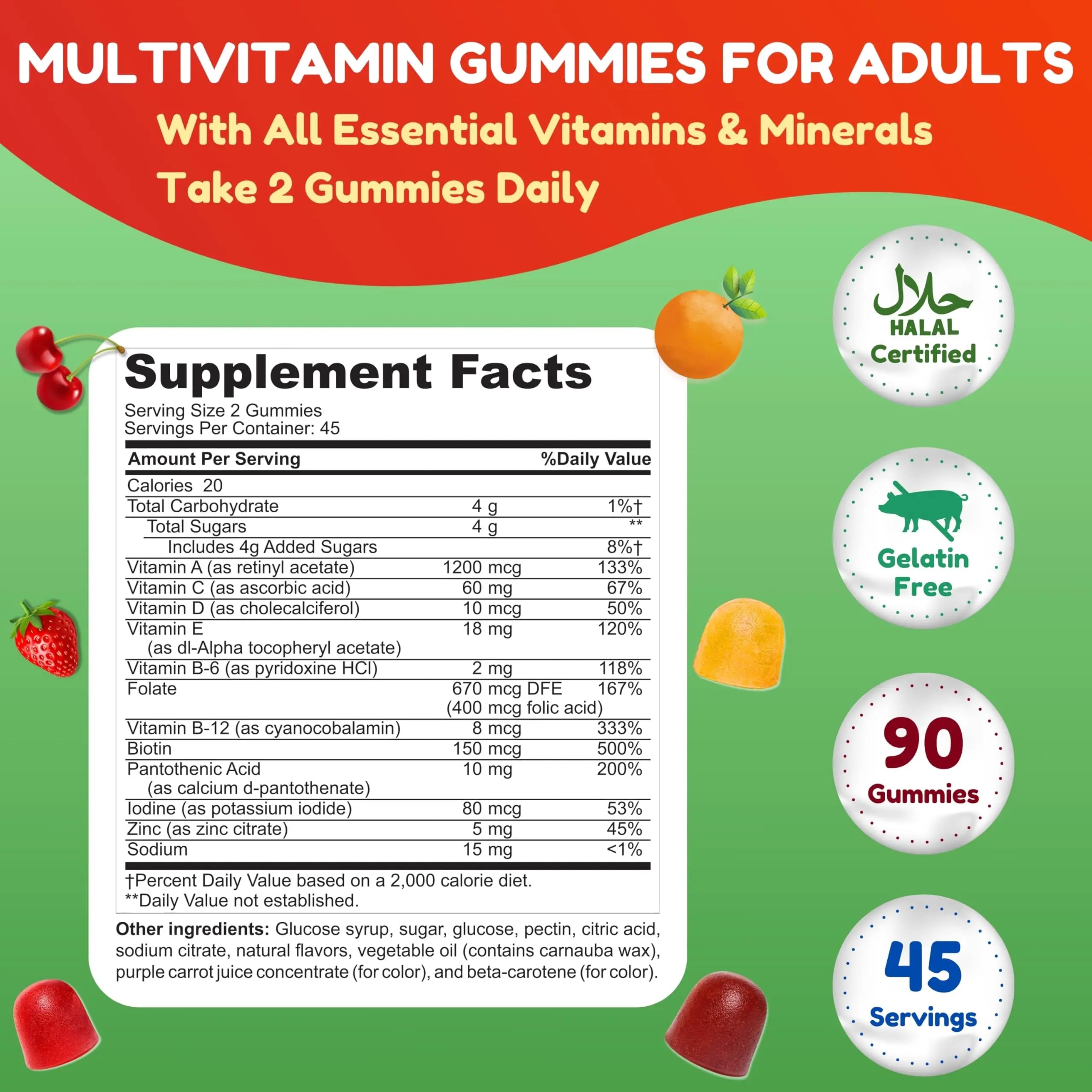 Halal Multivitamin Gummies for Women & Men | Immune & Overall Wellness | 90 Delicious Gummy Vitamins (45-Day Supply) SHIFAA NUTRITION buy australia supplements