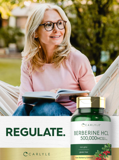 Carlyle Berberine HCL Supplement | 500,000mcg | 60 Capsules | Vegetarian, Non-GMO, Gluten Free Carlyle