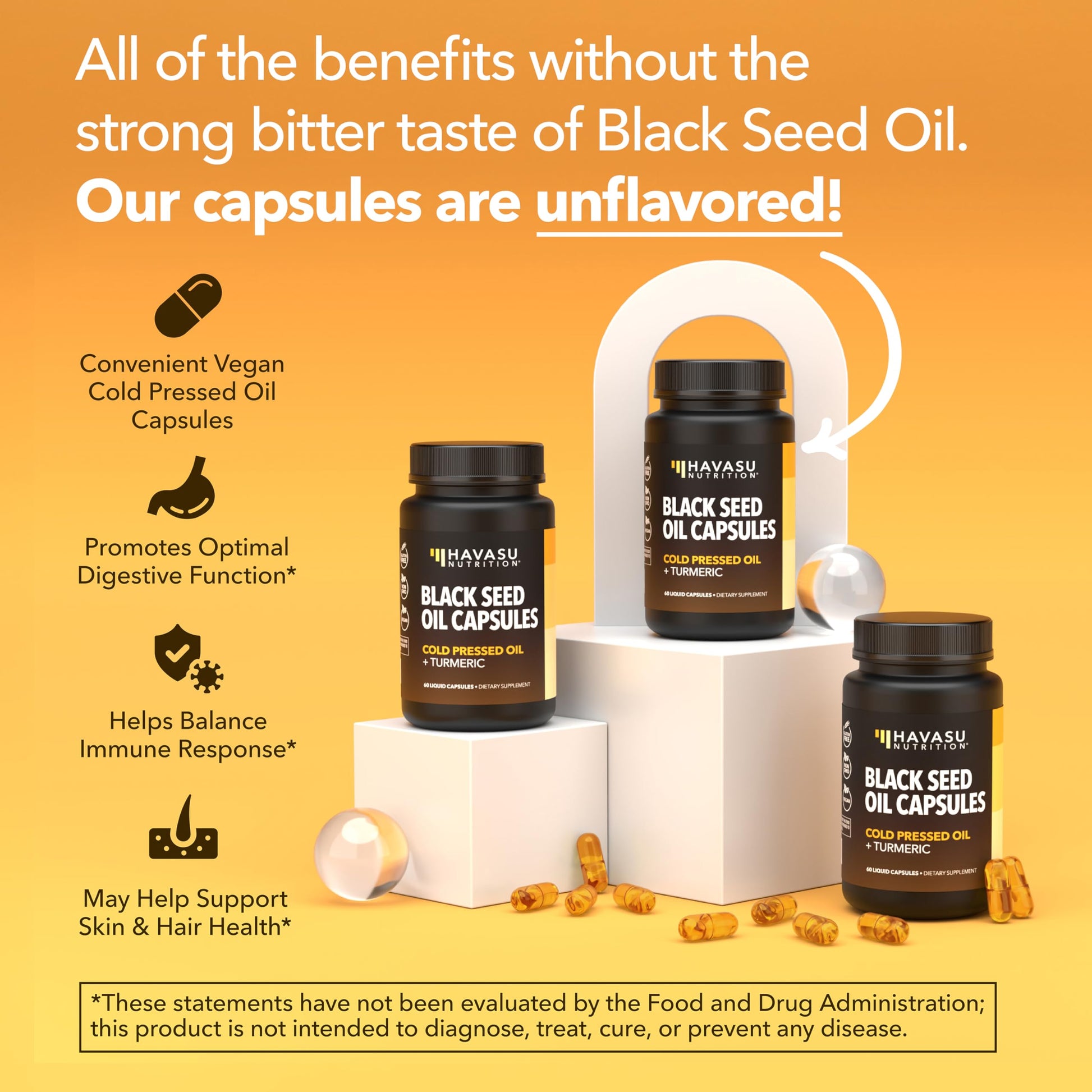 Black Seed Oil Capsules, Vegan, Non-GMO, Cold-Pressed Nigella Sativa, 90ct | 1500mg Per Serving Black Cumin Supplement for Skin Health, Immune Function, and Digestive Health, Unflavored, 30 Servings Gsupps Australia