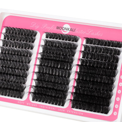 Lash Clusters 60D 80D 100D Mix Individual Lashes Clusters Luxury Versatile 3D Full Eyelash Clusters 12-18MM Thick Volume Cluster Eyelash Extensions Waterproof D Curly DIY Fake Mink Eyelashes Extension MOONKALI
