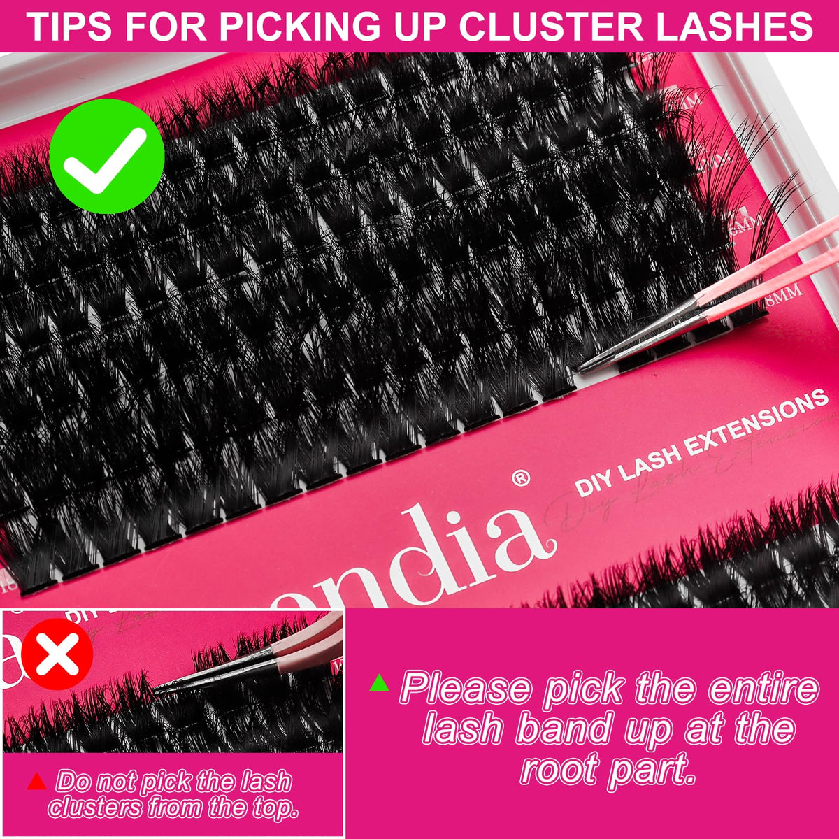 Fowendia Lash Clusters Kit Fluff 80D 100D Individual Lashes D-Curly Cluster Eyelash Extensions 10-18mm DIY Lash Extension Kit Lash Bond and Seal Waterproof, Lash Applicator, Thick False Eyelashes Kit Fowendia
