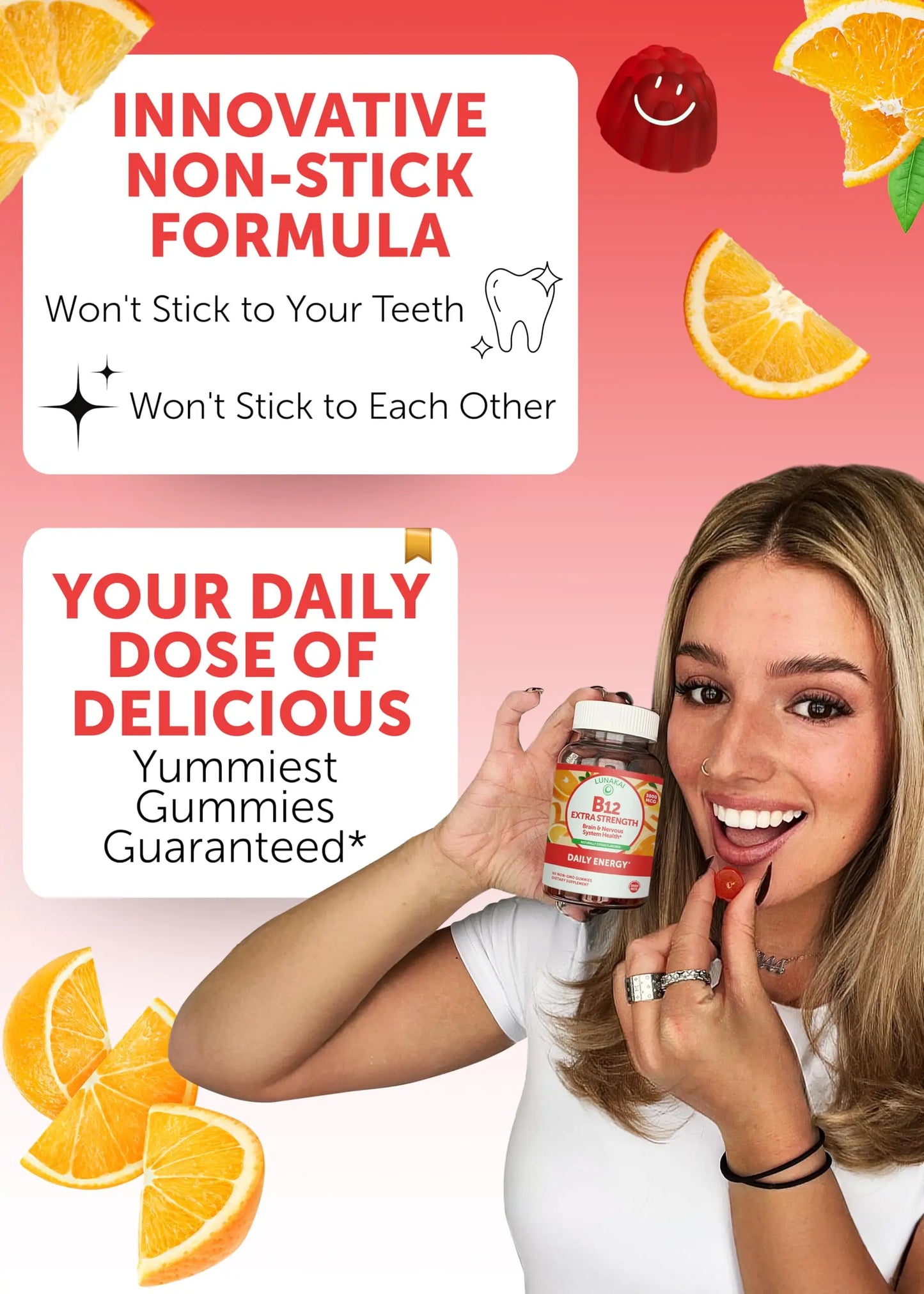 Lunakai USA Made Vitamin B12 Gummies 3000mcg, B12 Vitamins for Energy, Brain & Metabolism Support, Methylcobalamin for Adults, Women & Men, Lunakai