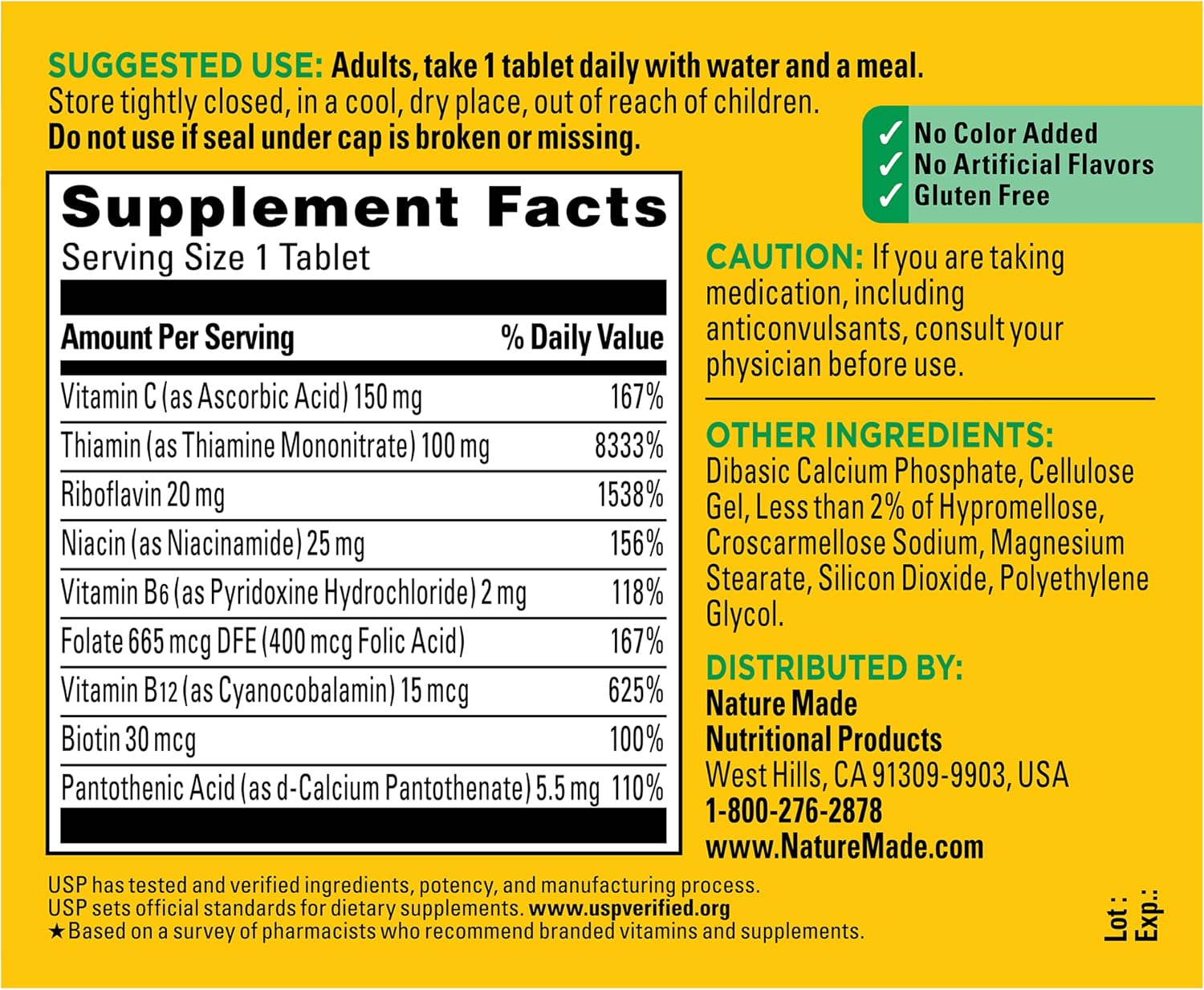 Nature Made Super B Complex with Vitamin C & Folic Acid, 140 Tablets | B Complex Vitamins for Women and Men, Dietary Supplement for Immune Support, Gluten Free, 140 Day Supply Gsupps Australia