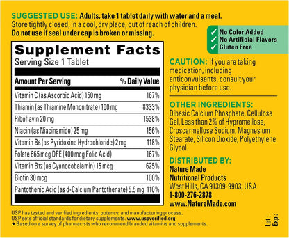 Nature Made Super B Complex with Vitamin C & Folic Acid, 140 Tablets | B Complex Vitamins for Women and Men, Dietary Supplement for Immune Support, Gluten Free, 140 Day Supply Gsupps Australia