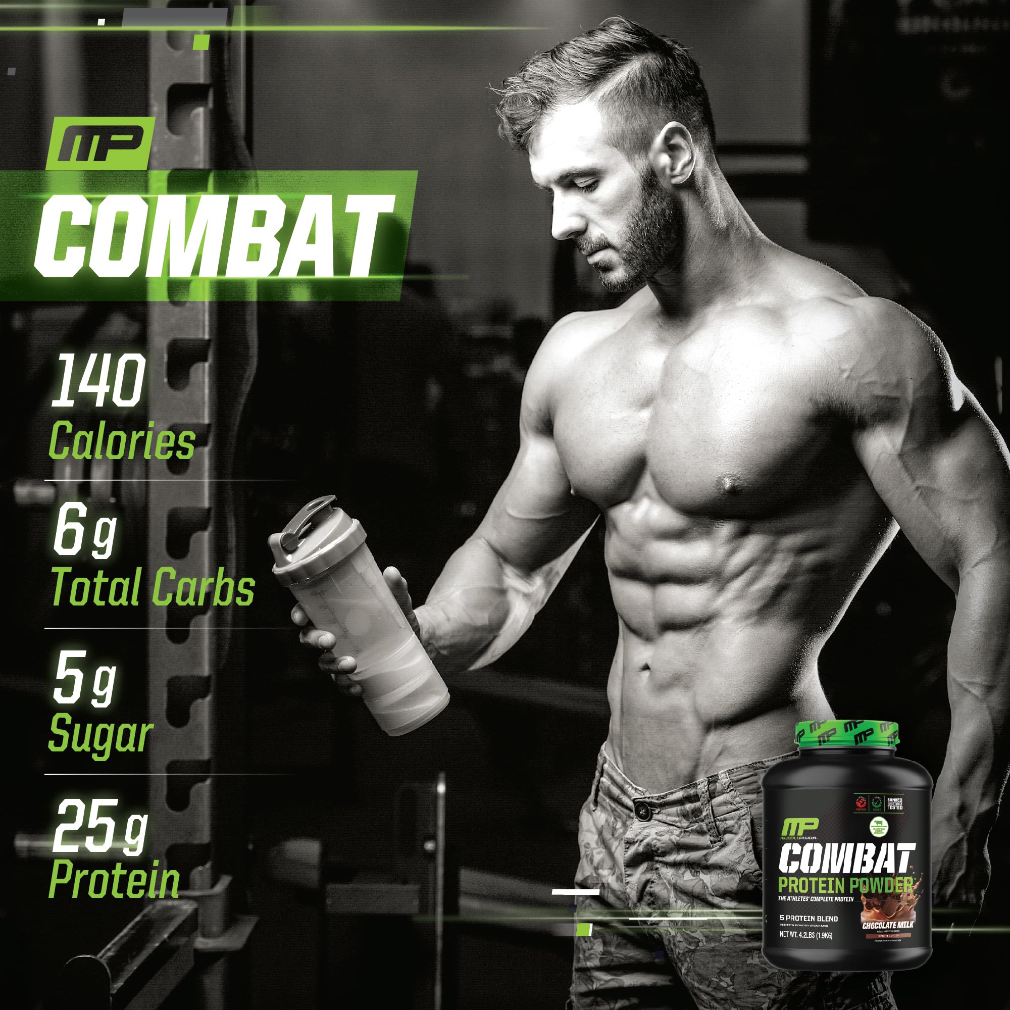 MusclePharm Combat Protein Powder, Chocolate Milk Flavor, Fuels Muscles for Productive Workouts, 5 Protein Sources including Whey Protein Isolate & Egg Albumin, Gluten Free, 4.2 lb, 52 Servings Muscle Pharm buy australia supplements