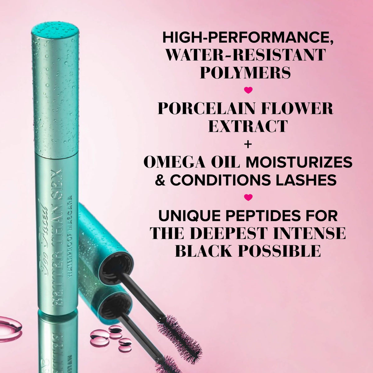 Too Faced Better Than Sex Waterproof Mascara | Volumizing and Lengthening Waterproof Mascara + Hourglass Brush | Formula for Dramatic Lashes | Cruelty-Free Eye Makeup, Black, Travel Size, 0.17 Fl Oz Too Faced