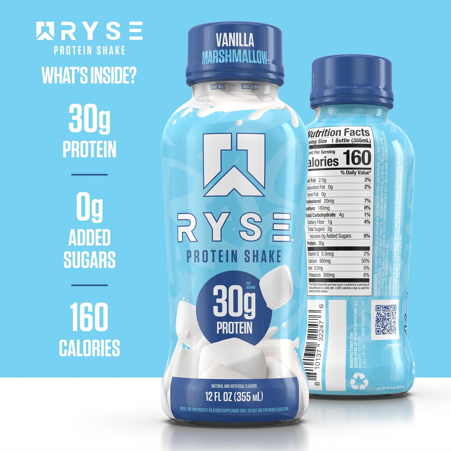 RYSE Protein Shake - Fudgsicle The Original Fudge Pop - 30g Protein Ready to Drink - 160 Calories, Zero Added Sugar, Gluten Free - Smooth & Delicious Nostalgic Flavors - 12 Fl Oz (12 Pack)