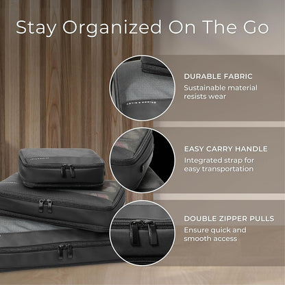 Briggs & Riley Compression Packing Cube Set for Women & Men - Bag Organizer for Checked Suitcase & Luggage, Pack Accessories for Vacation - 3-Piece, Black Gsupps Australia