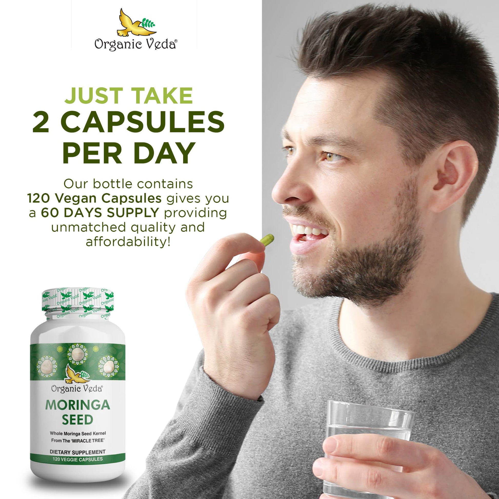 Organic Veda Moringa Seed Capsules - Pure Organic Moringa Capsules Seed Powder Organic Veda buy australia supplements