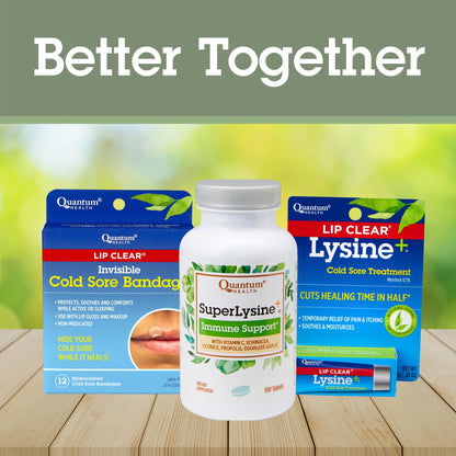 Quantum Health Super Lysine+ / Advanced Formula Lysine+ Immune Support with Vitamin C, Echinacea, Licorice, Propolis, Odorless Garlic Quantum