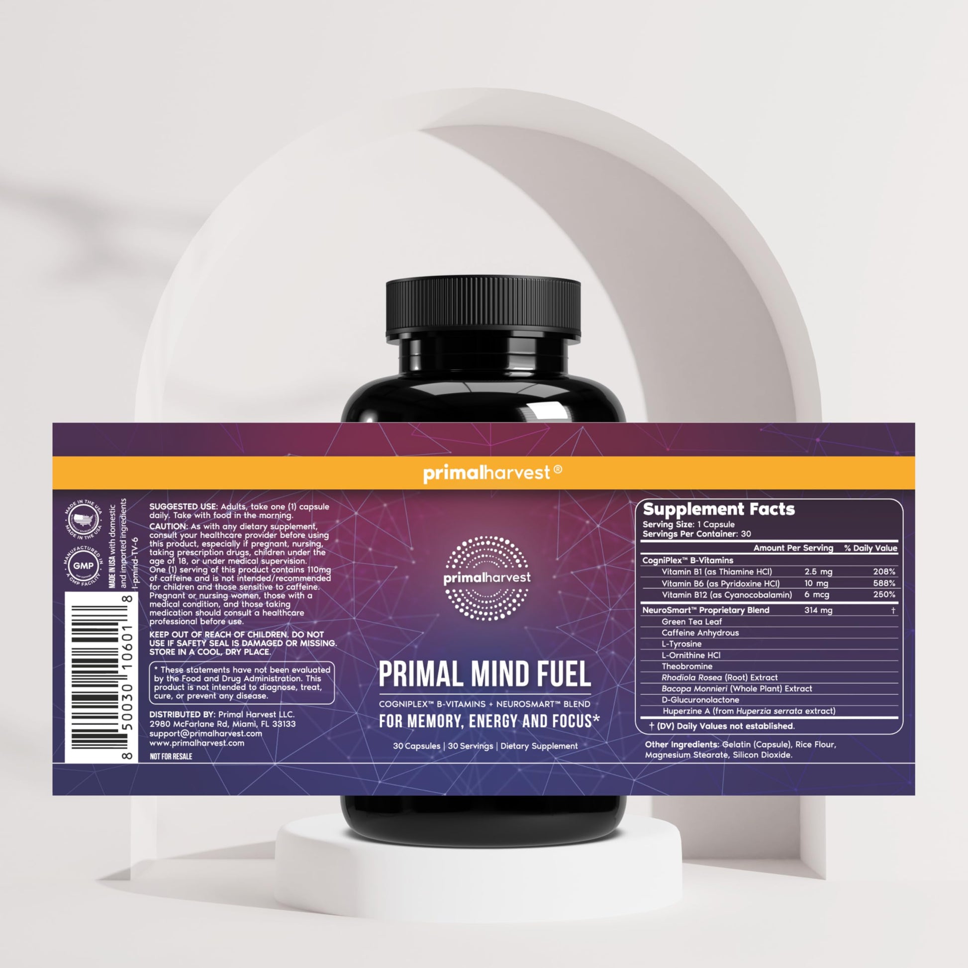 Primal Harvest Brain Supplement, Primal Mind Fuel Brain Booster for Focus, Energy, Clarity, Memory Brain Health 30 Capsules Nootropics Brain Support Supplement for Men and Women (2 Pack (30 Count)) Primal Harvest buy australia supplements