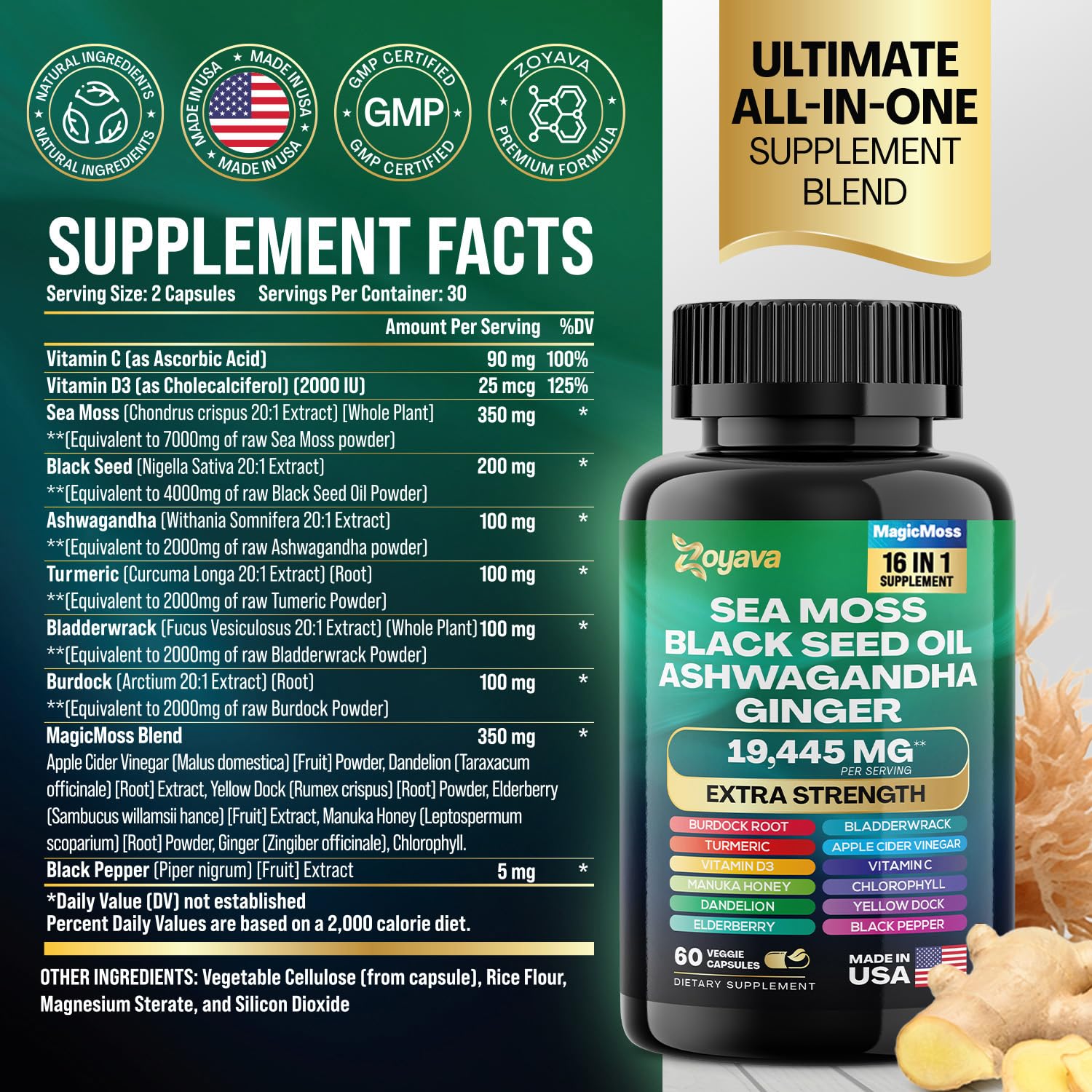 Zoyava Magic Moss Blend Sea Moss 7000mg Ashwagandha 2000mg Black Seed Oil Zoyava buy australia supplements