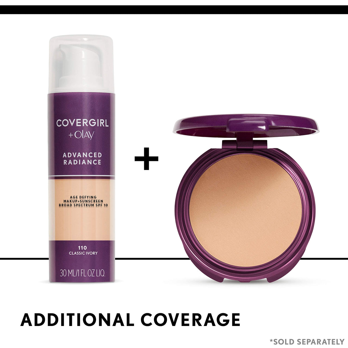COVERGIRL Advanced Radiance Age-Defying Liquid Foundation Makeup | Anti-Aging, Age-Defying Formula, Buildable Coverage (Packaging May Vary) | 110 Classic Ivory | 1 fl oz (Pack of 1) COVERGIRL