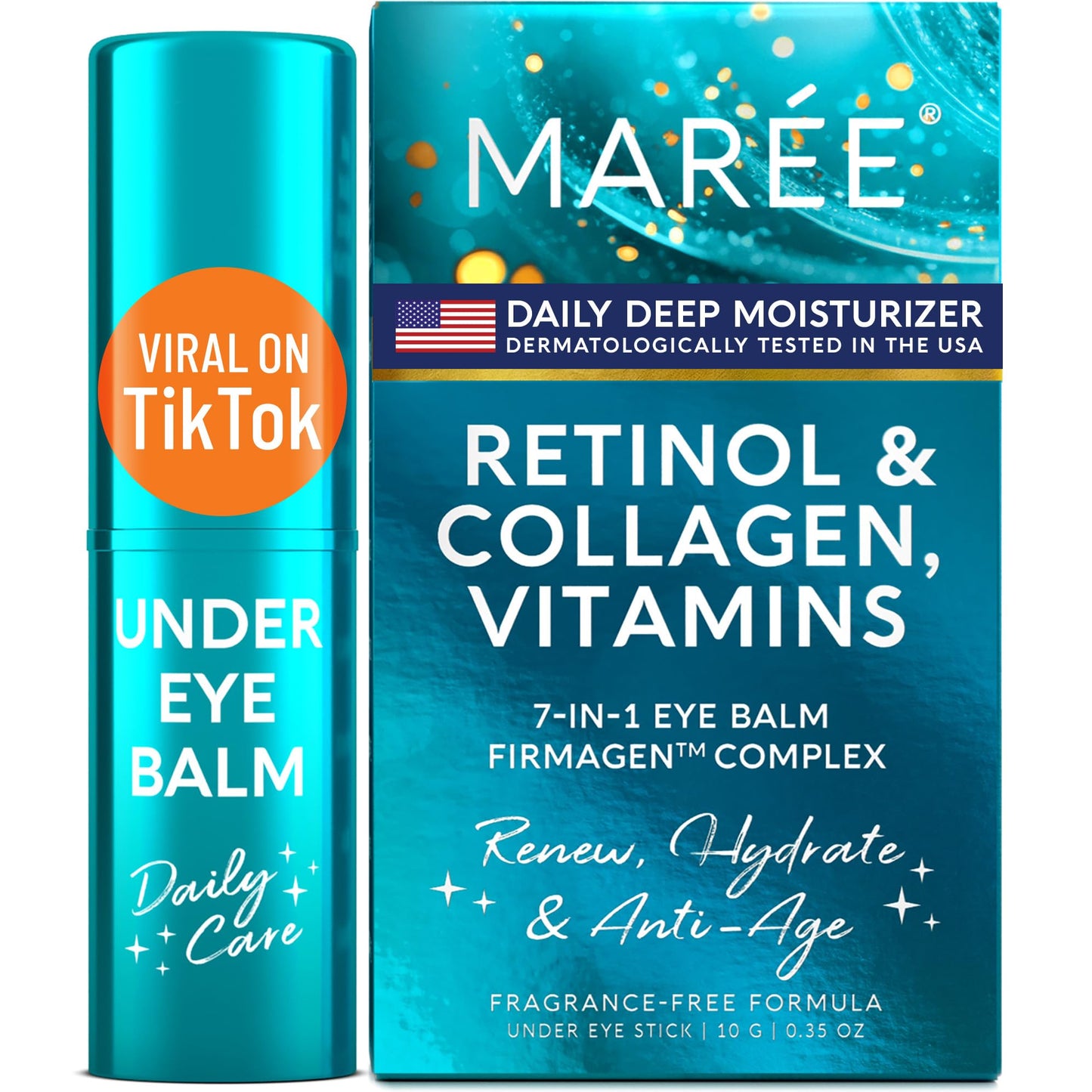 MAREE Under Eye Balm Stick with Retinol & Ceramide Complex – Facial Moisturizer for Dark Circles & Wrinkles MAREE