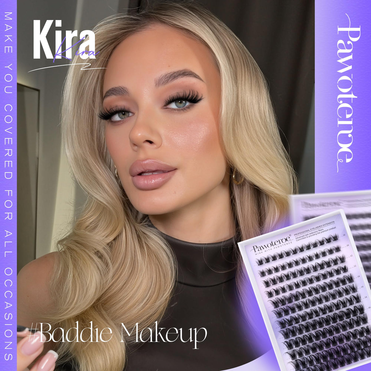 Pawotence Lash Clusters Wispy Kira Cluster Eyelash Extensions 10-18mm Individual Lashes DIY Cluster Lashes Extension Soft Comfortable Eyelash Clusters with Thin Band Pawotence
