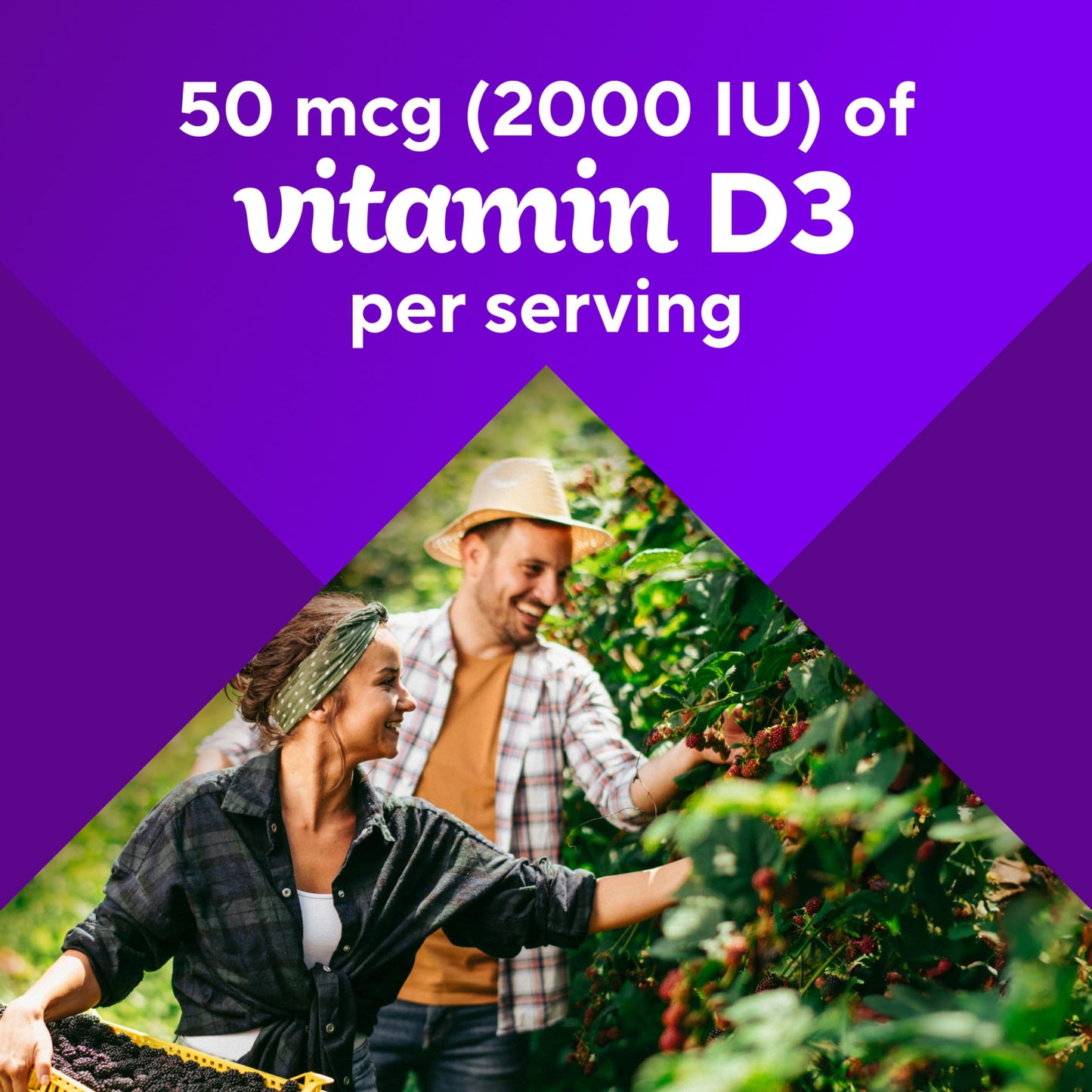 vitafusion Vitamin D3 Gummies, Bone and Immune Support, Peach, Blackberry, Strawberry Flavored Vitafusion
