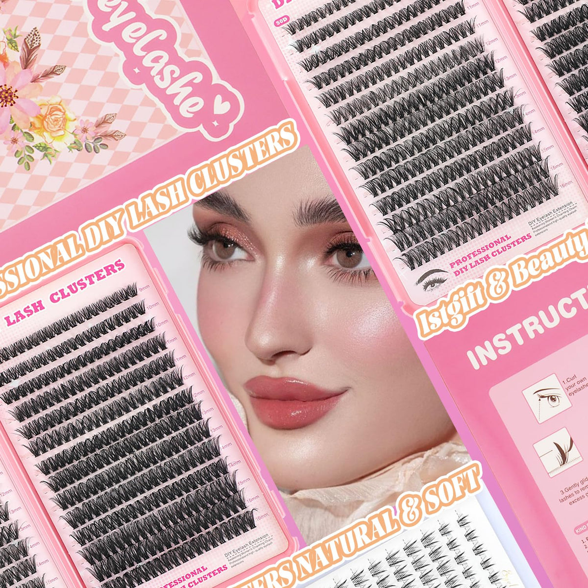 Lash Clusters Kit D Curl Natural Wispy Eyelashes Clusters Lashes Extensions ISTGIFT