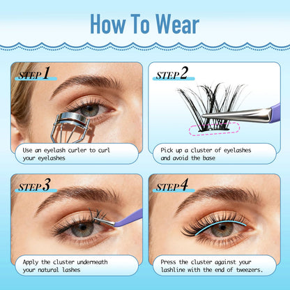 Uiheex Self Adhesive Lash Clusters Natural Self Adhesive Eyelashes,Pre glued Eyelash Clusters No Glue Needed Lashes Wispy,C- curly,DIY cluster eyelash extensions,8-14mm 120pcs Uiheex