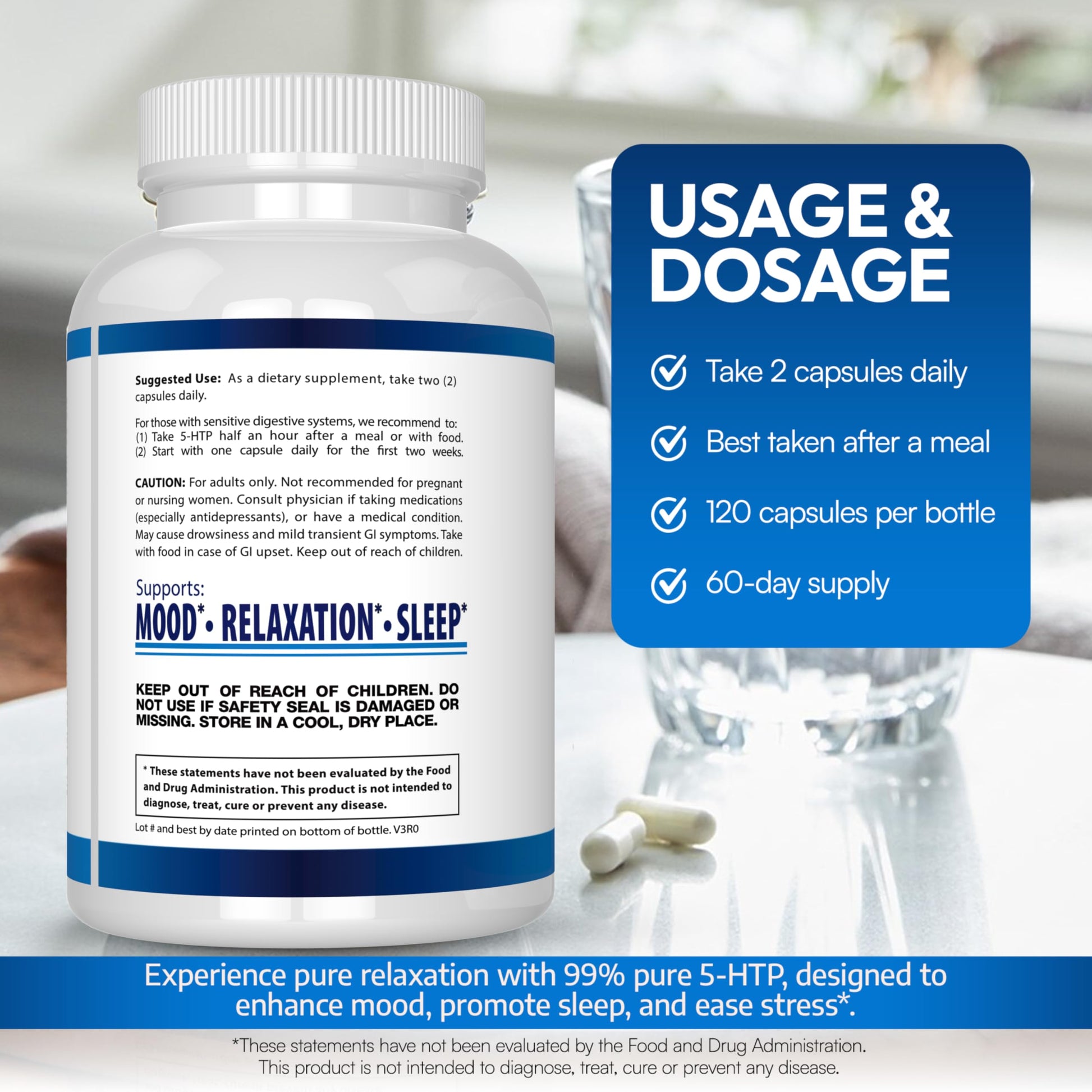 5-HTP 200 MG Per Serving Plus Calcium for Mood, Sleep – Supports Calm and Relaxed Mood – 99% High Purity – 120 Capsules – Arazo Nutrition Arazo Nutrition buy australia supplements