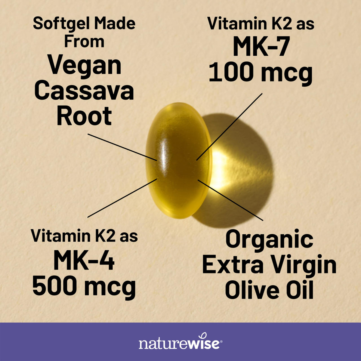 NatureWise Vitamin K2 600mcg Supplement with MK-7 100mcg & MK-4 500mcg - Enhanced Bioavailable Formula - K Complex for Bone and Heart Health NatureWise